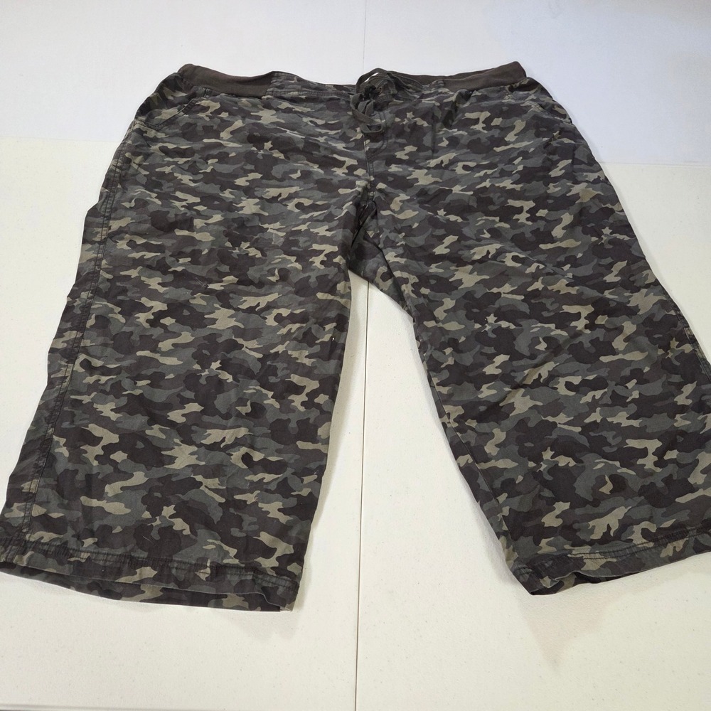 Lane Bryant Womens 24 Camo Capri Pants Green Brown Camouflage Drawstring Stretch